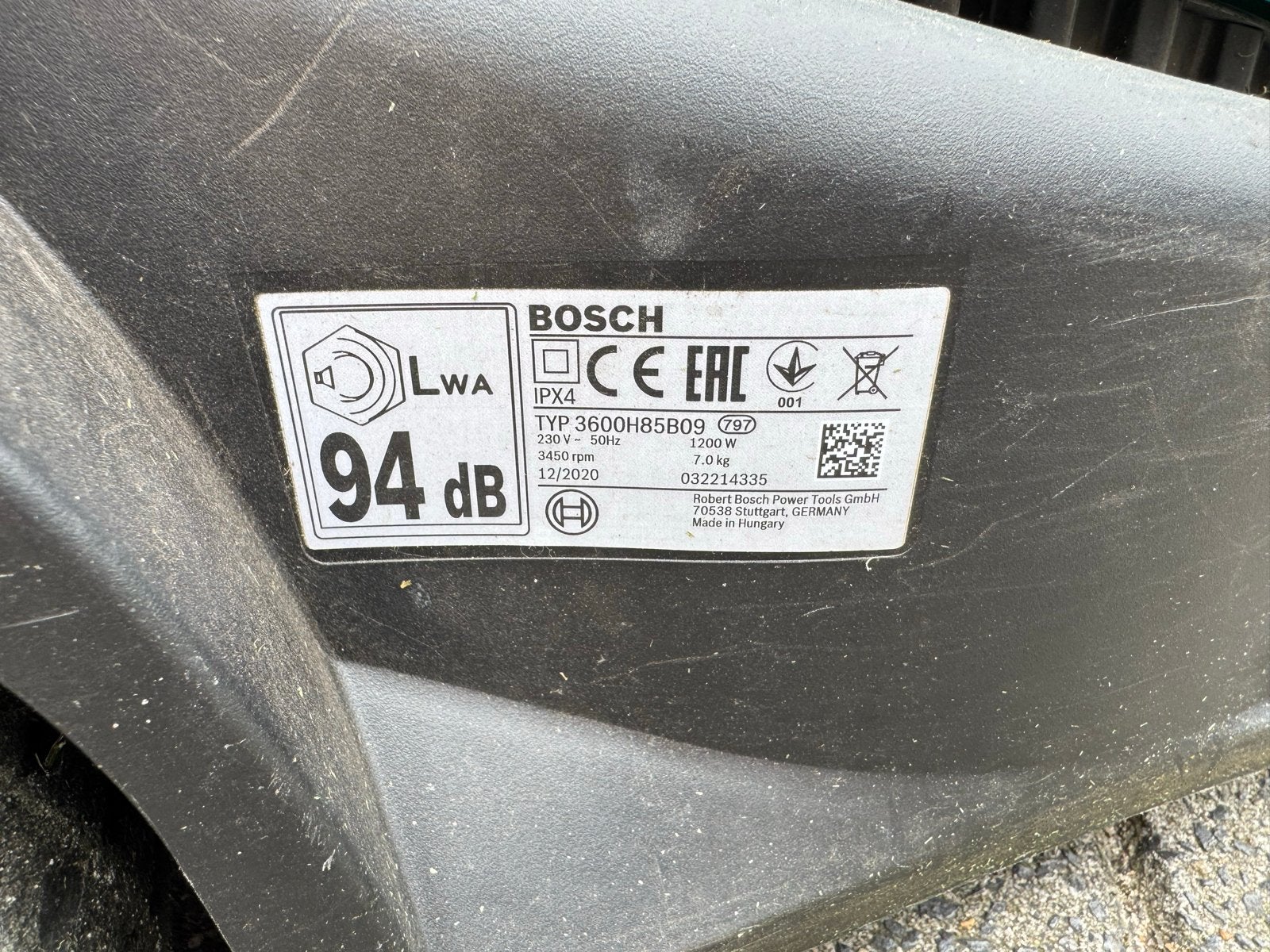 Bosch Grasmaaier - Elektrisch, 1200W, 32 cm maaibreedte, Cirkelmaaier, Gebruikt, Elektrische grasmaaier, Ophalen of Verzenden