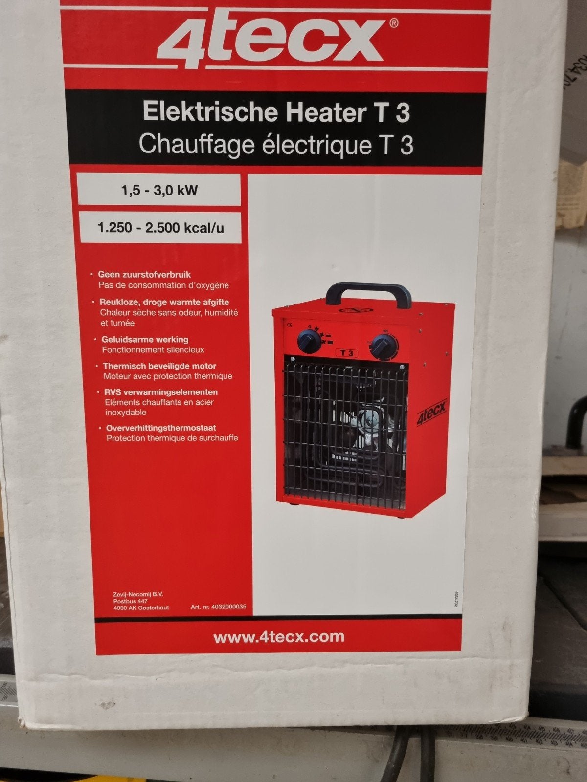 4tecx Elektrische Heater T3 - 1,5-3,0 kW, 30 tot 80 cm, Overige typen, Nieuw, Minder dan 60 cm