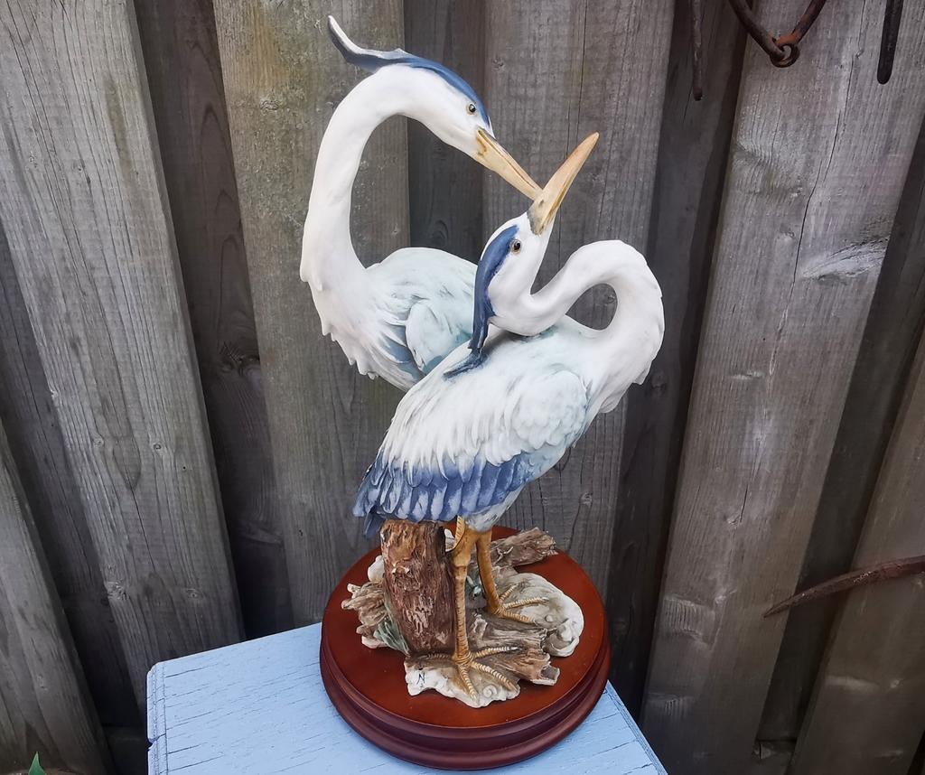 Vintage beeld reigers +-38cm hoog mooi gedetailleerd Miekje, Ophalen, Zo goed als nieuw, Hond of Kat, Beeldje of Figuurtje