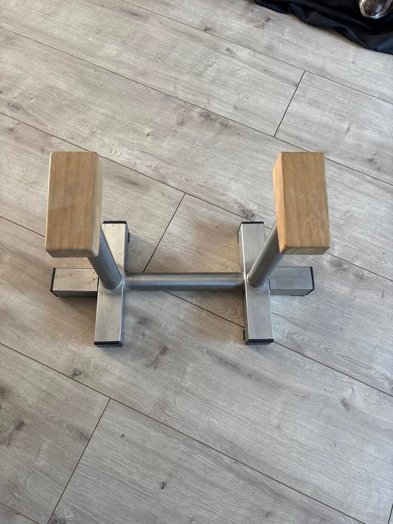 Acro turn/handstandpaaltjes RVS met houten handgrepen, Sport en Fitness, Ophalen, Zo goed als nieuw, Overige kleuren, Materiaal
