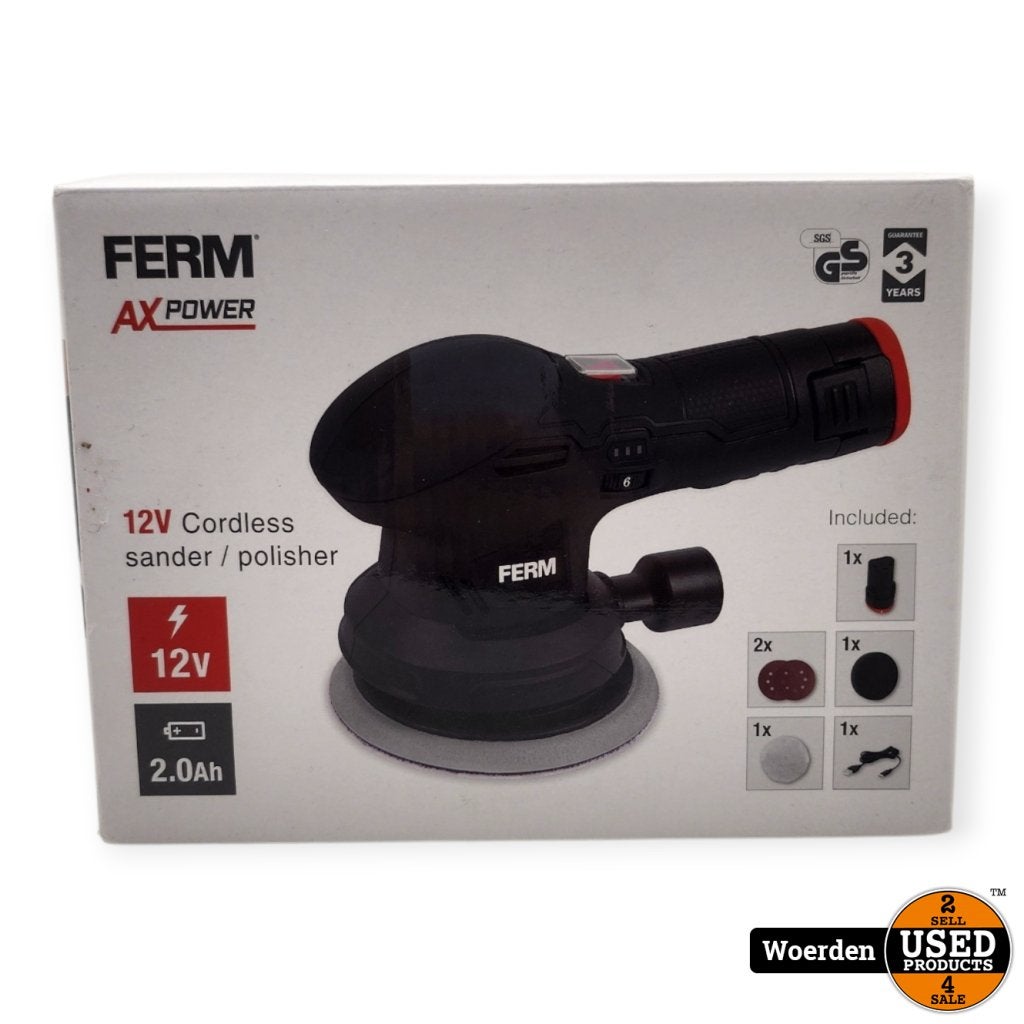 FERM AX Power | 12V Cordless Sander | Nieuw in seal, Ferm, Gebruikt, Support@ferm.com, Ferm B.V., Merwehaven 23, 
2984 AG Ridderkerk
Netherlands