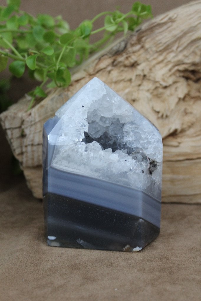 Agaat met Bergkristal punt, Ophalen of Verzenden, Mineraal
