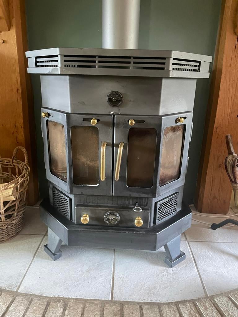Barbas Rosolo houtkachel 9kw met kookplaat en 1m pijp, Huis en Inrichting, Ophalen, Gebruikt, Houtkachel, Vrijstaand
