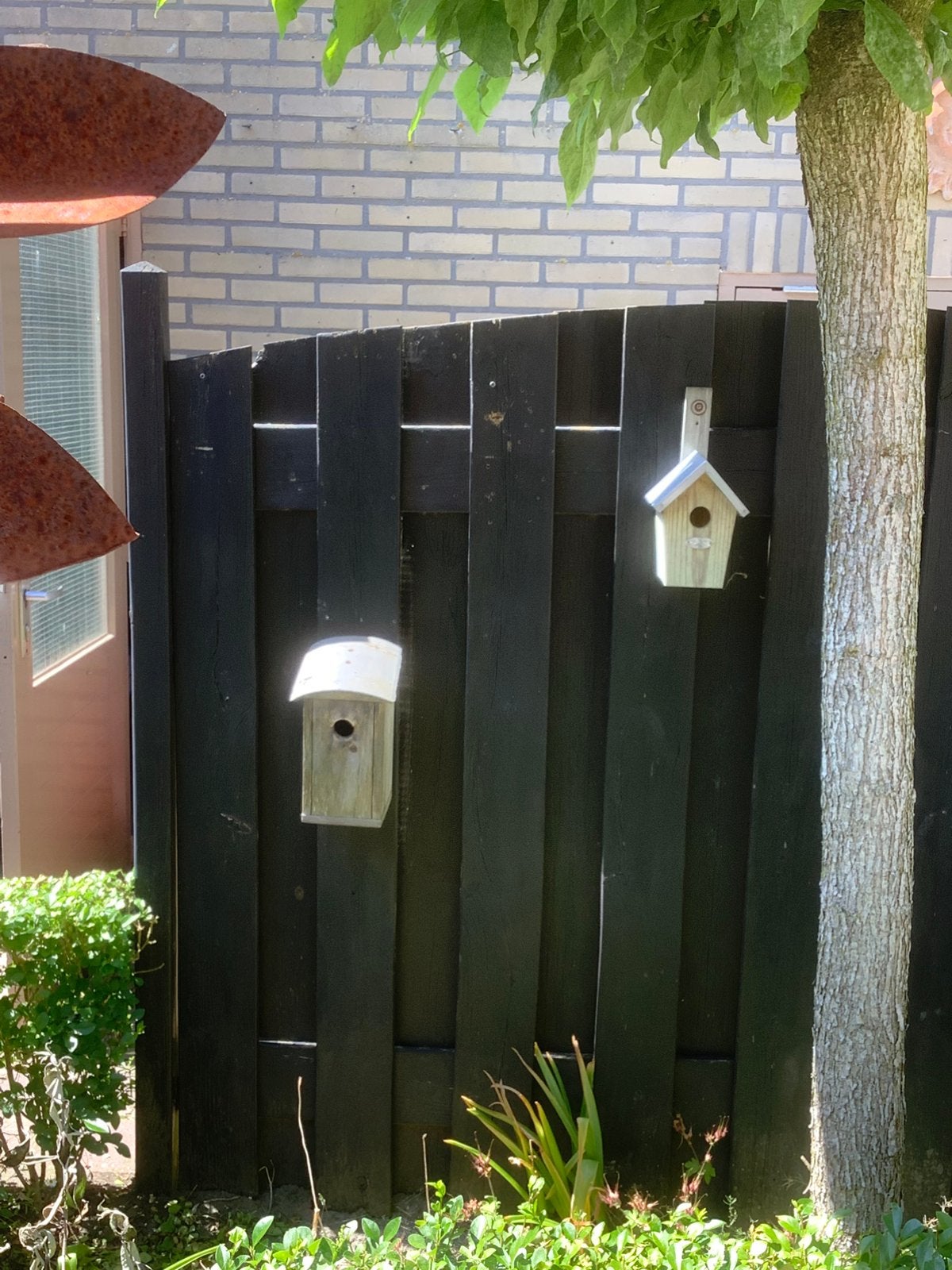 Vogelhuisjes vergrijsd 4 stuks, Ophalen, Gebruikt