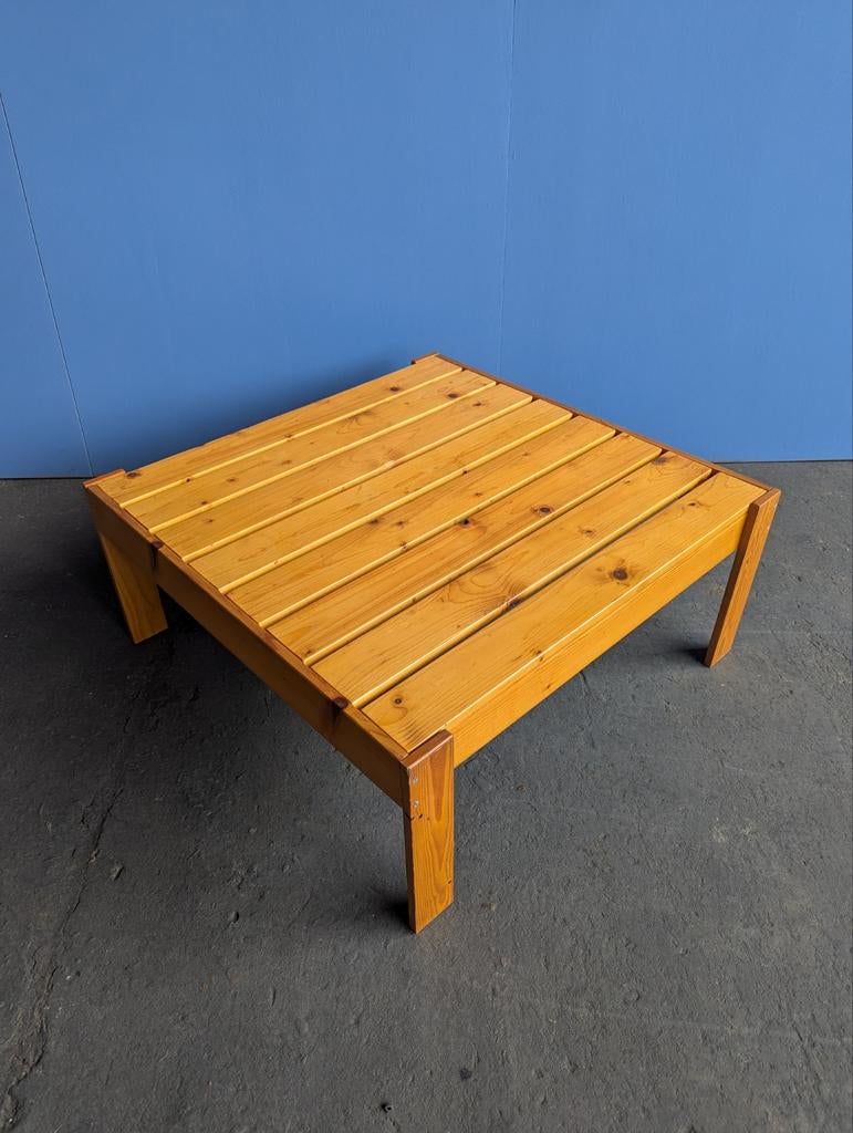 Vintage grenen salontafel 1970s, Ophalen, Gebruikt, Rechthoekig, 50 tot 100 cm