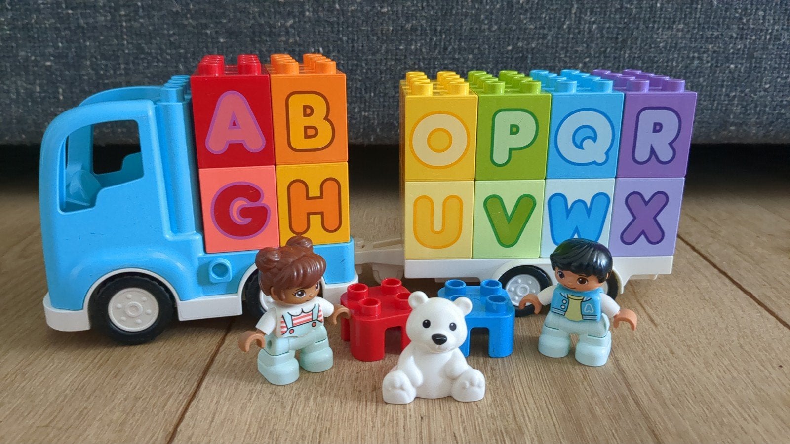 Duplo vrachtwagen ABC met Figuren en Dieren, Inclusief minifiguren, Ophalen of Verzenden, Zo goed als nieuw, Duplo