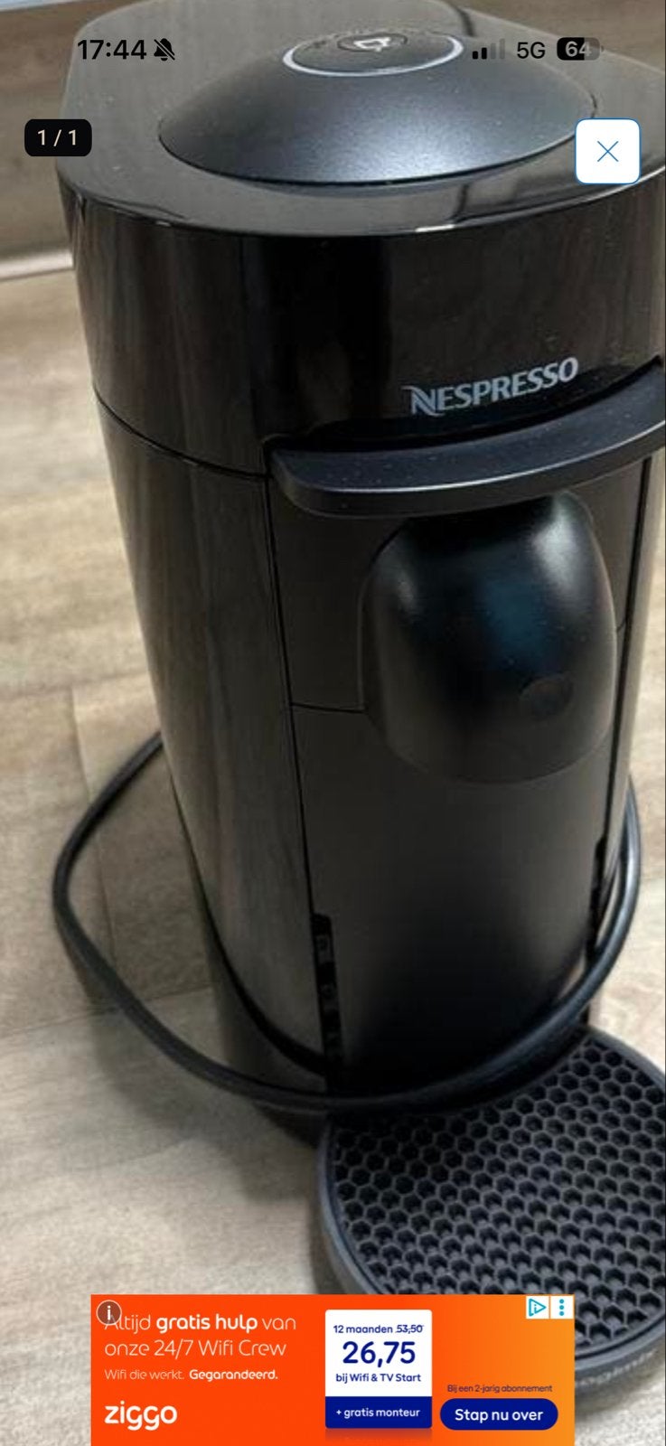 Nespresso Vertuo Next Koffiepadmachine - Zwart, Ophalen of Verzenden, Zo goed als nieuw, Koffiemachine, Koffiepads en cups