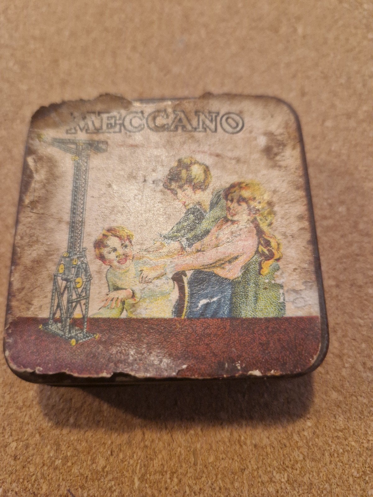 Een origineel meccano blikkendoosje uit 1930 met daarin, Antiek en Kunst, Antiek | Speelgoed, Ophalen of Verzenden
