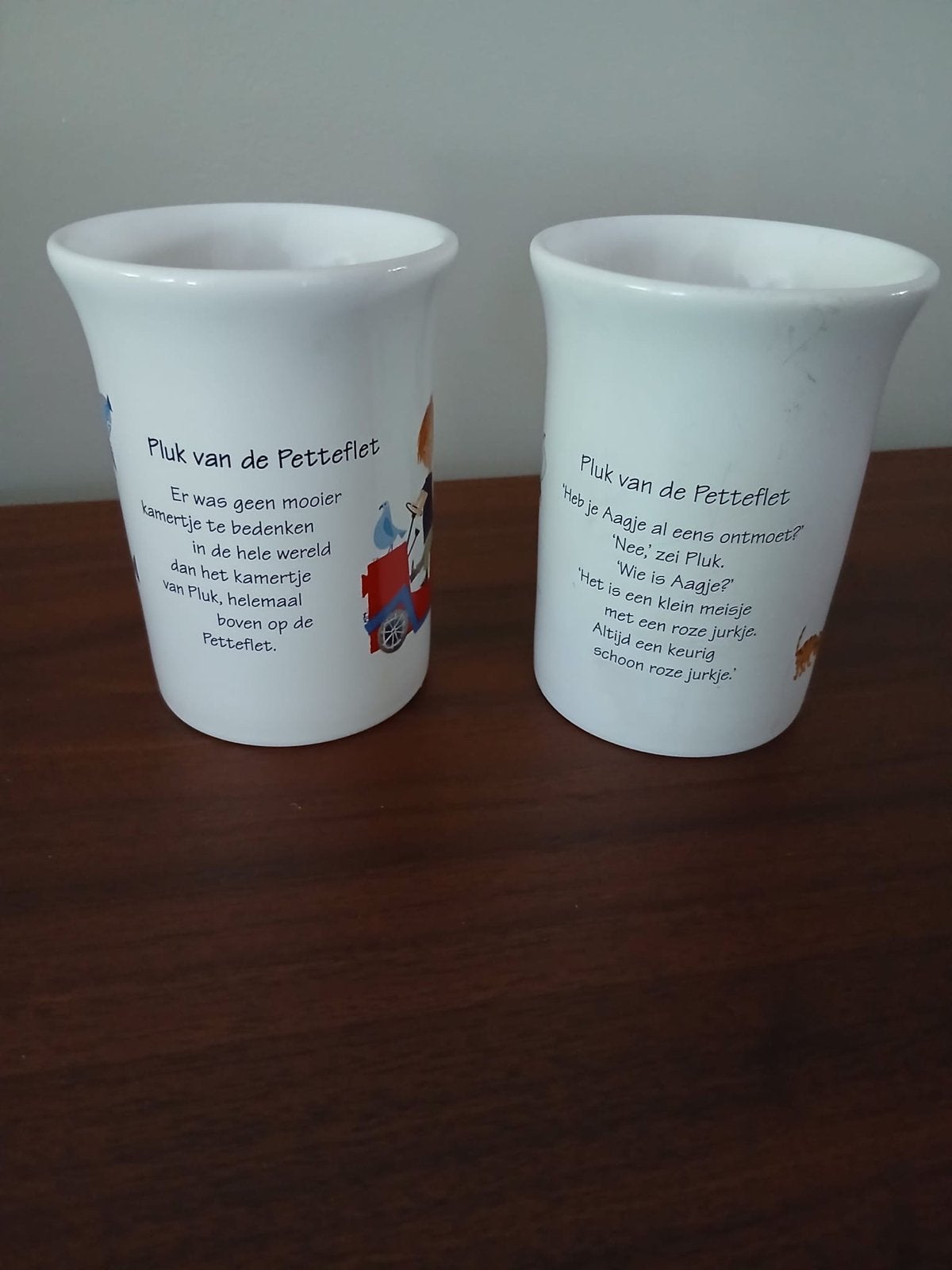 2x Douwe Egberts Pluk van de Petteflet mokken, Overige merken, Ophalen of Verzenden, Zo goed als nieuw, Overige stijlen