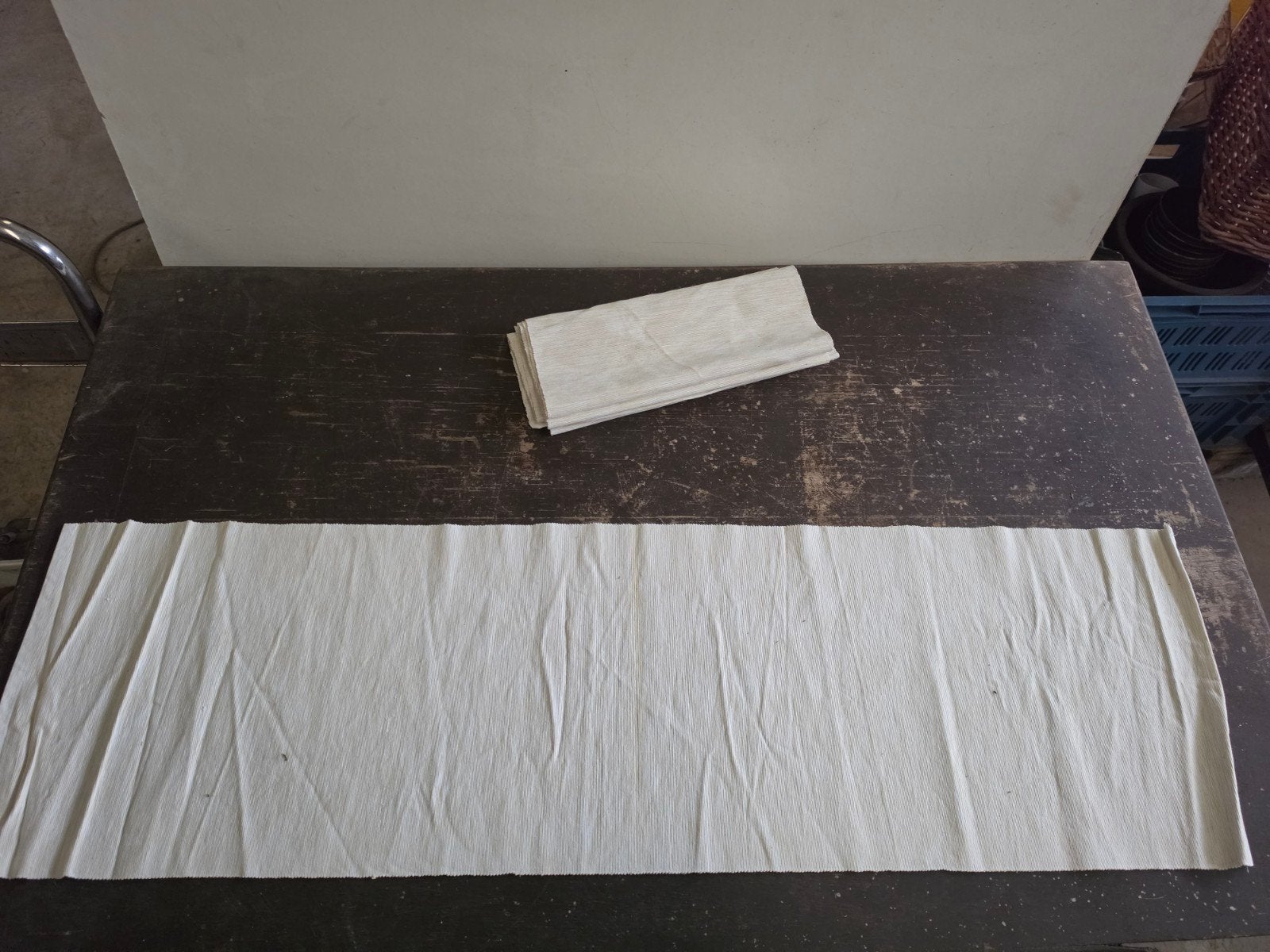 3 sruks tafelloper 120x34cm, Gebruikt, Katoen, Beige, Ophalen of Verzenden