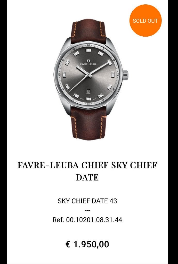Favre- Leuba Chief Sky Date (43mm), Overige merken, Leer, Staal, Verzenden