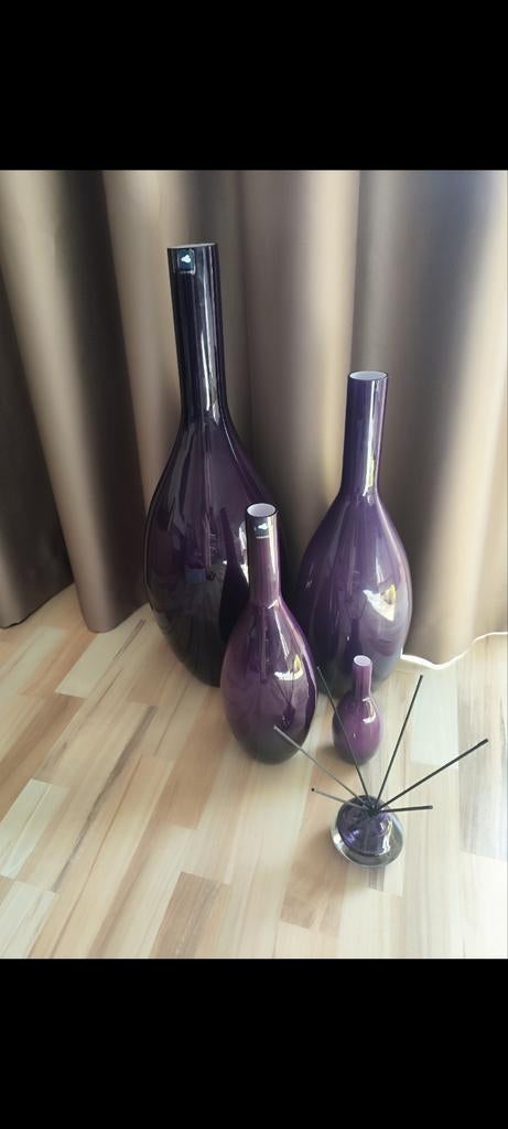 Leonardo paars/aubergine vazen 5 delig!, Ophalen, Overige kleuren, Glas, 50 tot 75 cm
