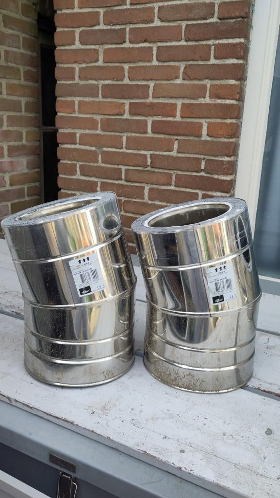 Isoduct rookafvoer bochten 15, twee maal, Ophalen, Gebruikt, 150 cm of meer, Kachel
