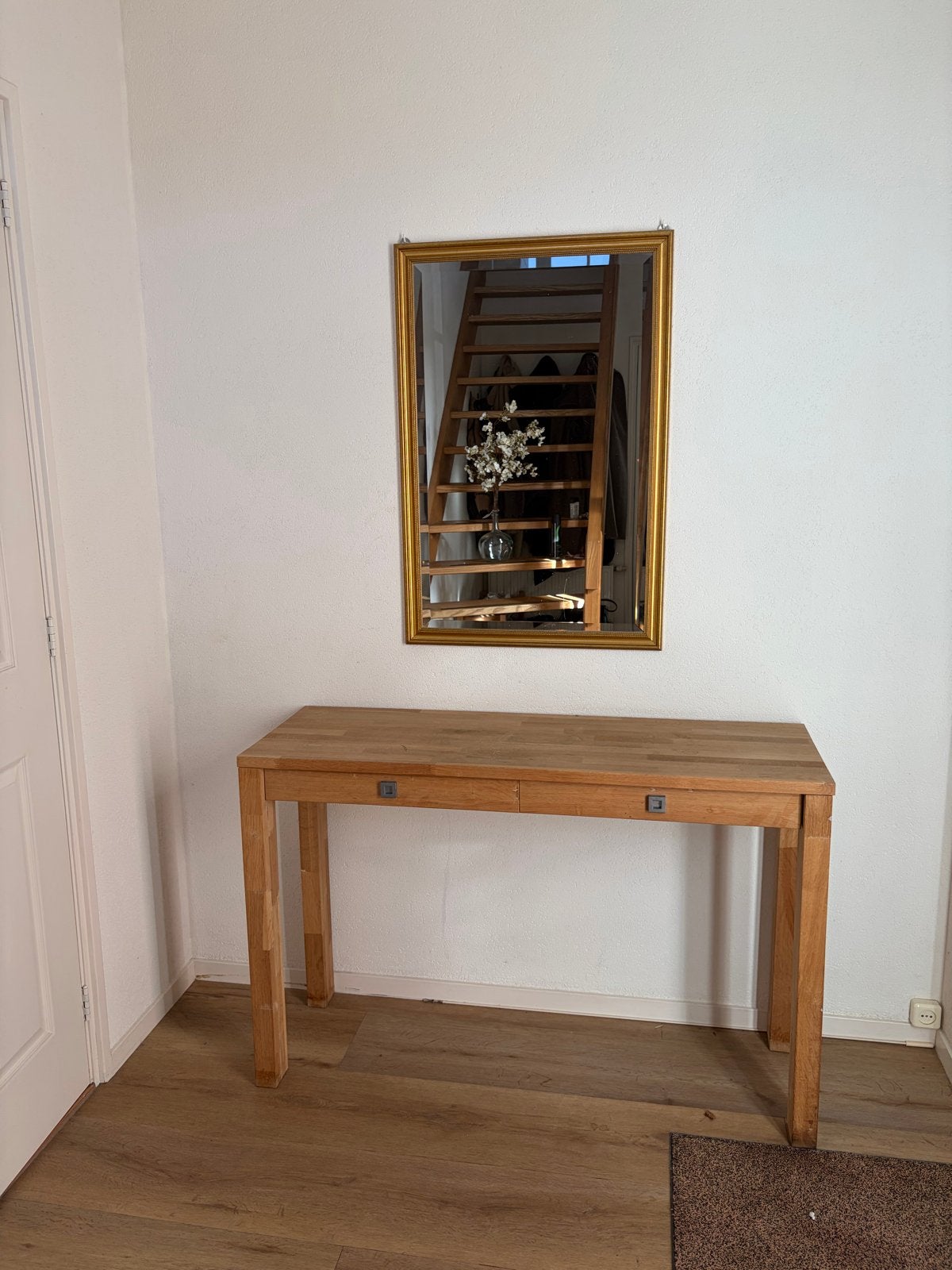 Houten console tafel met spiegel, Ophalen, Zo goed als nieuw, 100 tot 125 cm, Minder dan 100 cm