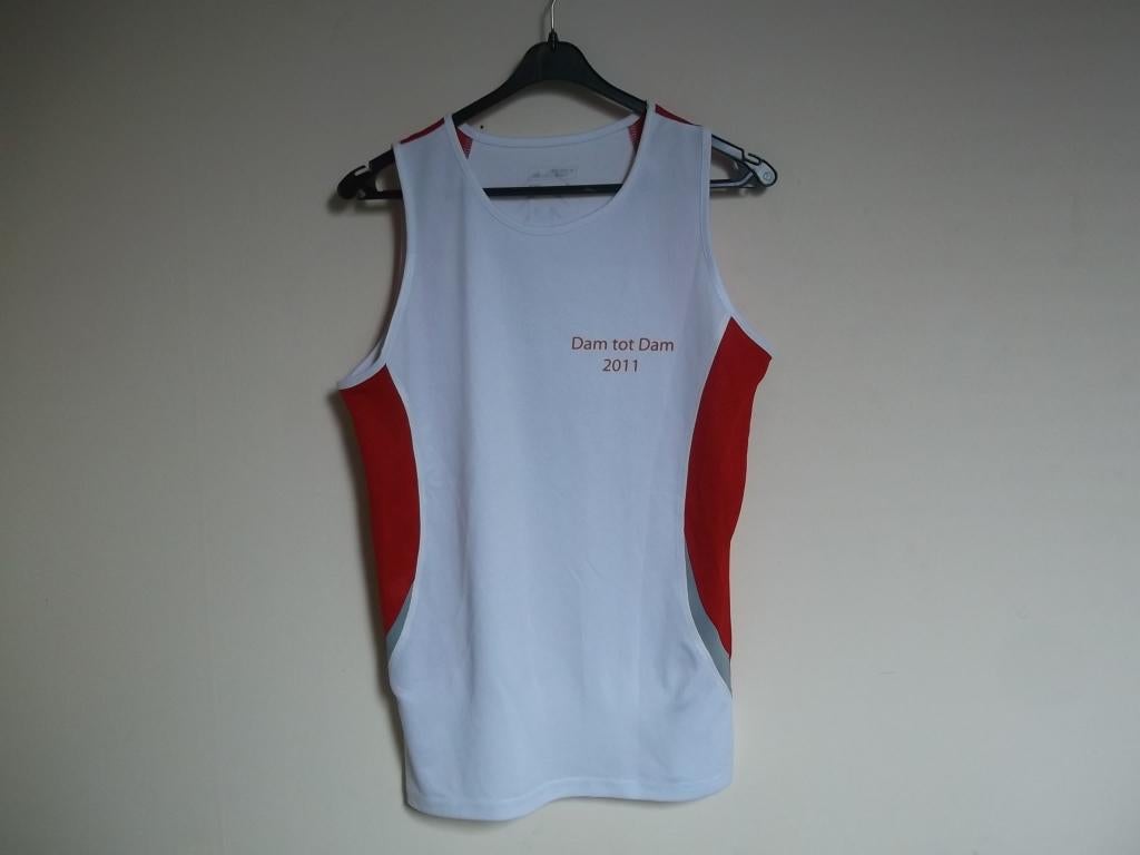 Mouwloos t-shirt. Coca-Cola Dam tot Dam 2011., James Nicholson 389., Wit, Ophalen of Verzenden, Hardlopen of Fietsen