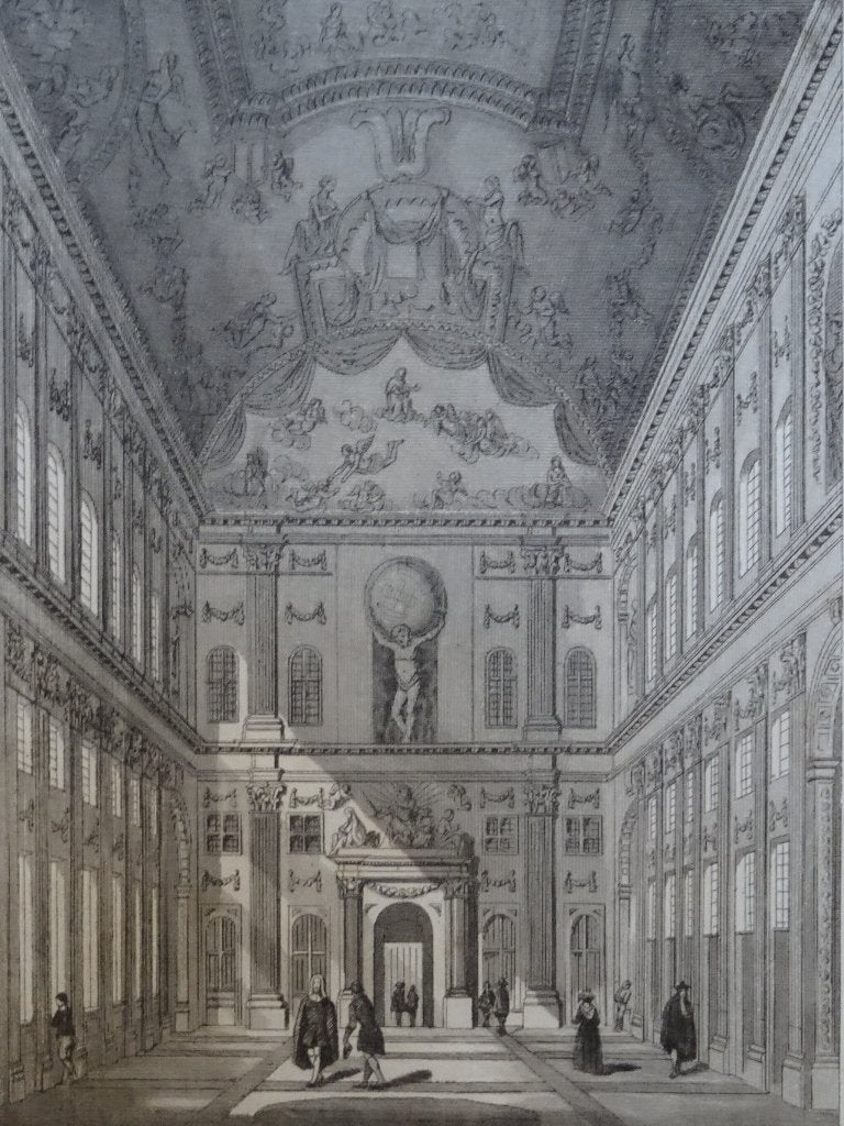 staalgravure Grote zaal Stadhuis te Amsterdam, Lemaitre 1840, Antiek en Kunst, Ophalen of Verzenden, Gravure, Origineel