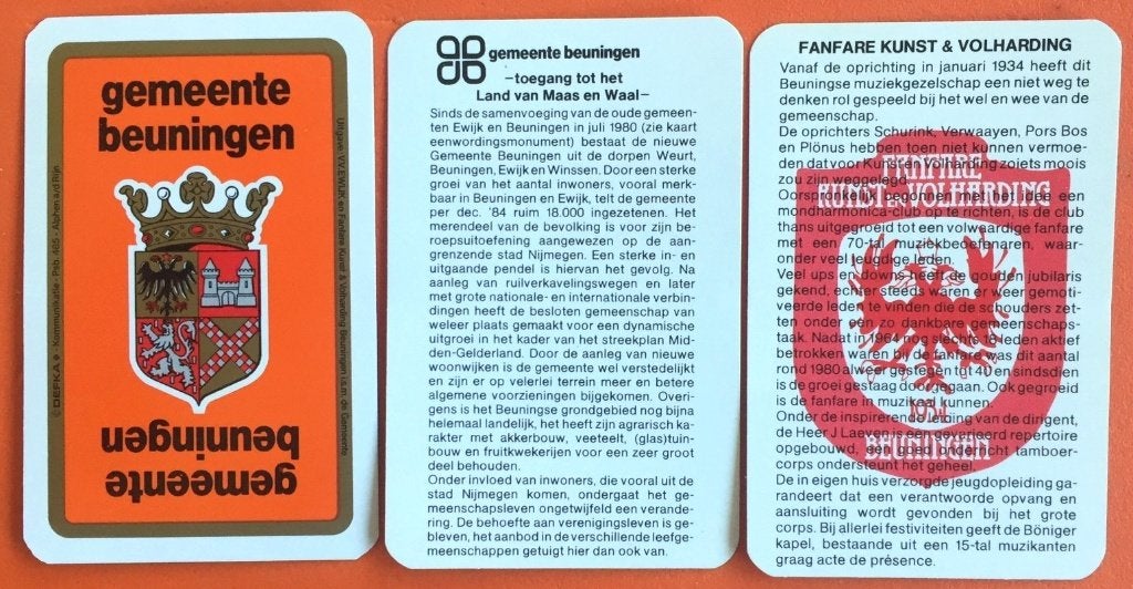 Gemeente BEUNINGEN - KWARTET + Kaartspel -  nieuw, Ophalen of Verzenden, Nieuw, Kwartet(ten)