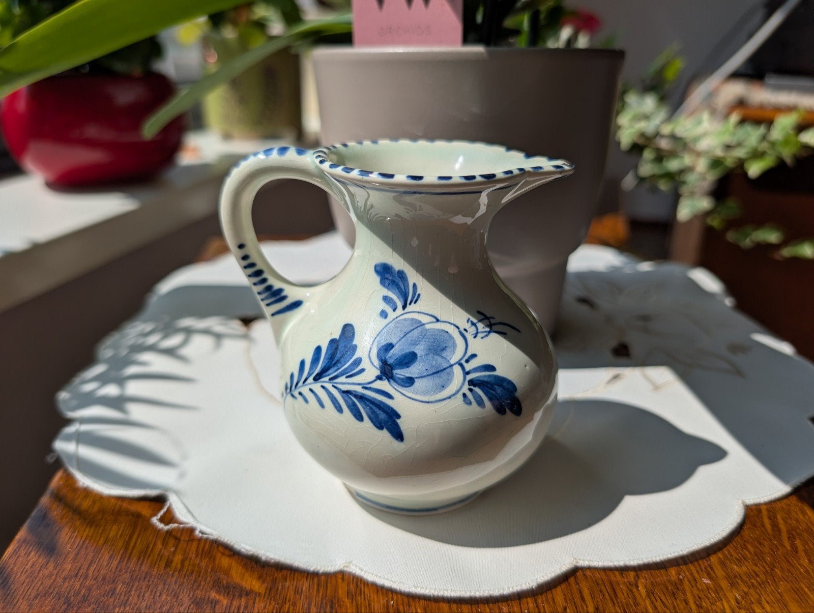 Antieke Delfts Blauwe Miniatuur Kan - Handgeschilderd, Antiek en Kunst, Ophalen
