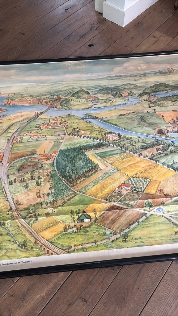Schoolplaat voor geografisch onderricht, Antiek en Kunst, Antiek | Schoolplaten, Ophalen of Verzenden, Aardrijkskunde