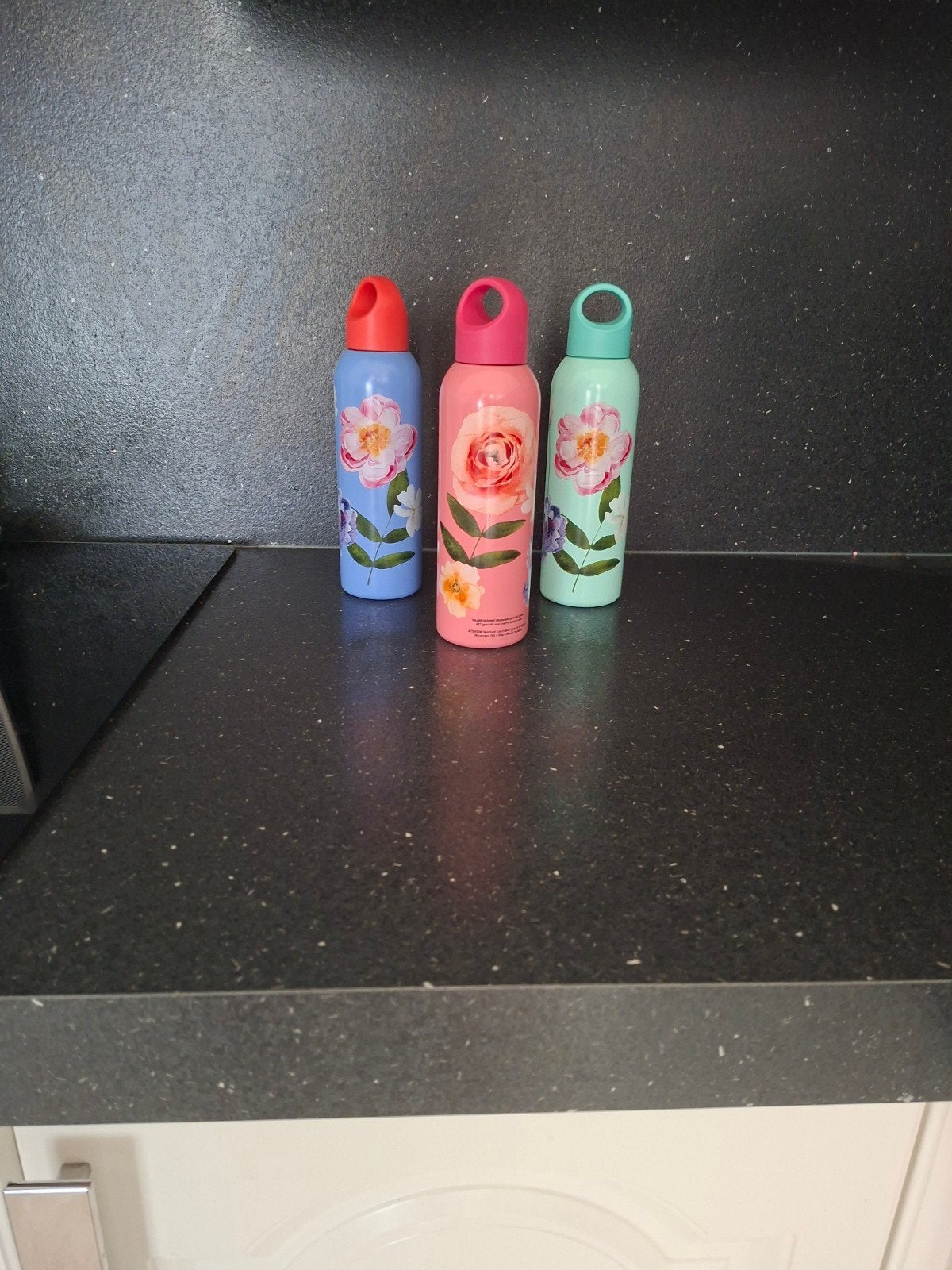 Nieuwe drinkflessen met bloemenprint - set van 3, Overige typen, Nieuw, Ophalen of Verzenden, Metaal