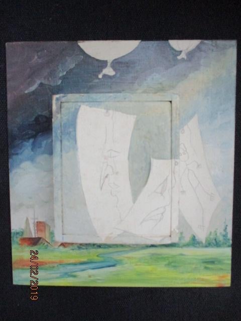 Schilderij op paneel met extra doos beschilderd, Ophalen of Verzenden