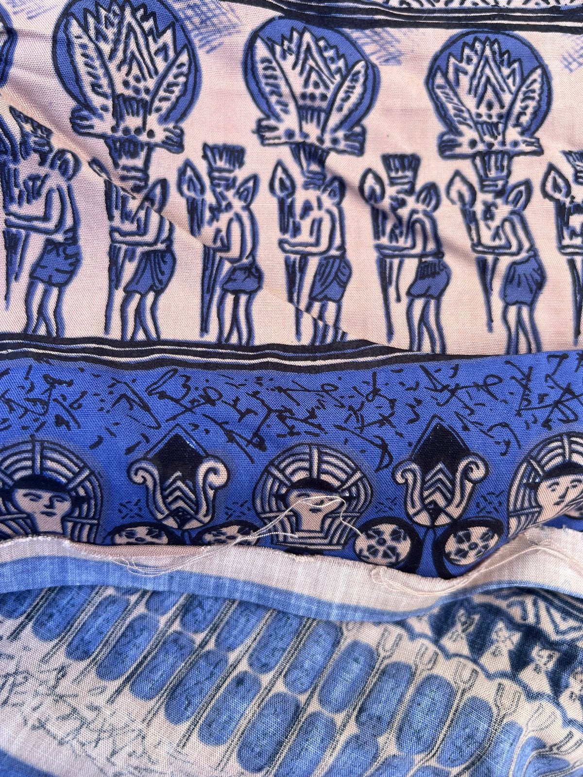 Vintage Vivanti Egyptische print stof ., Ophalen of Verzenden