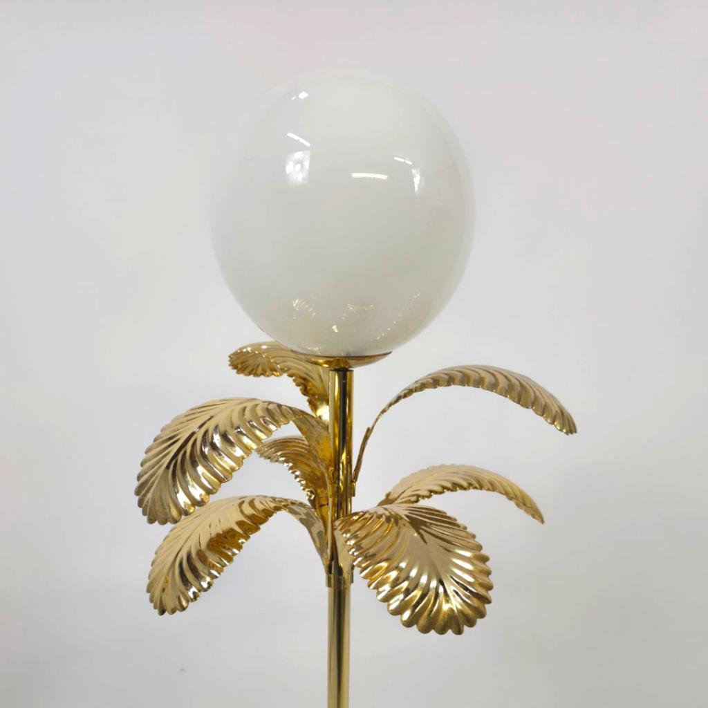Tafelmodel palmboom lamp 70's design verguld LS Italy, Huis en Inrichting, Ophalen of Verzenden, Gebruikt, Glas