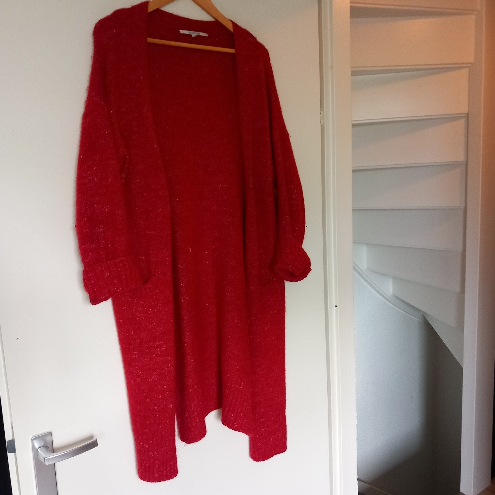 Moscow Lange Vest Rood Kerst, Kleding | Dames, Ophalen of Verzenden, Zo goed als nieuw, Rood, Onder de knie