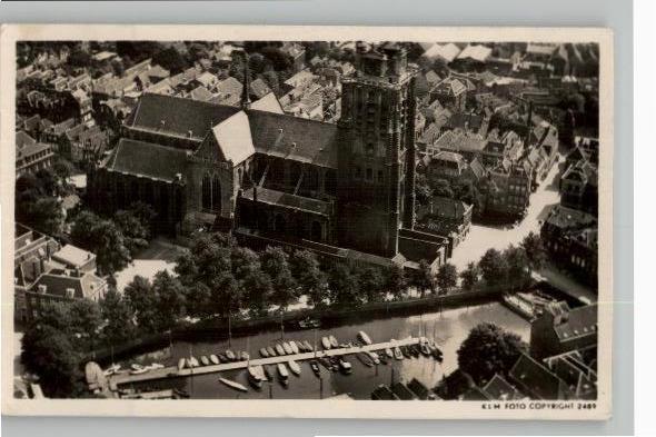 Dordrecht Groote kerk KLM luchtfoto zegel + st 1948, Verzenden, 1940 tot 1960, Gelopen, Zuid-Holland