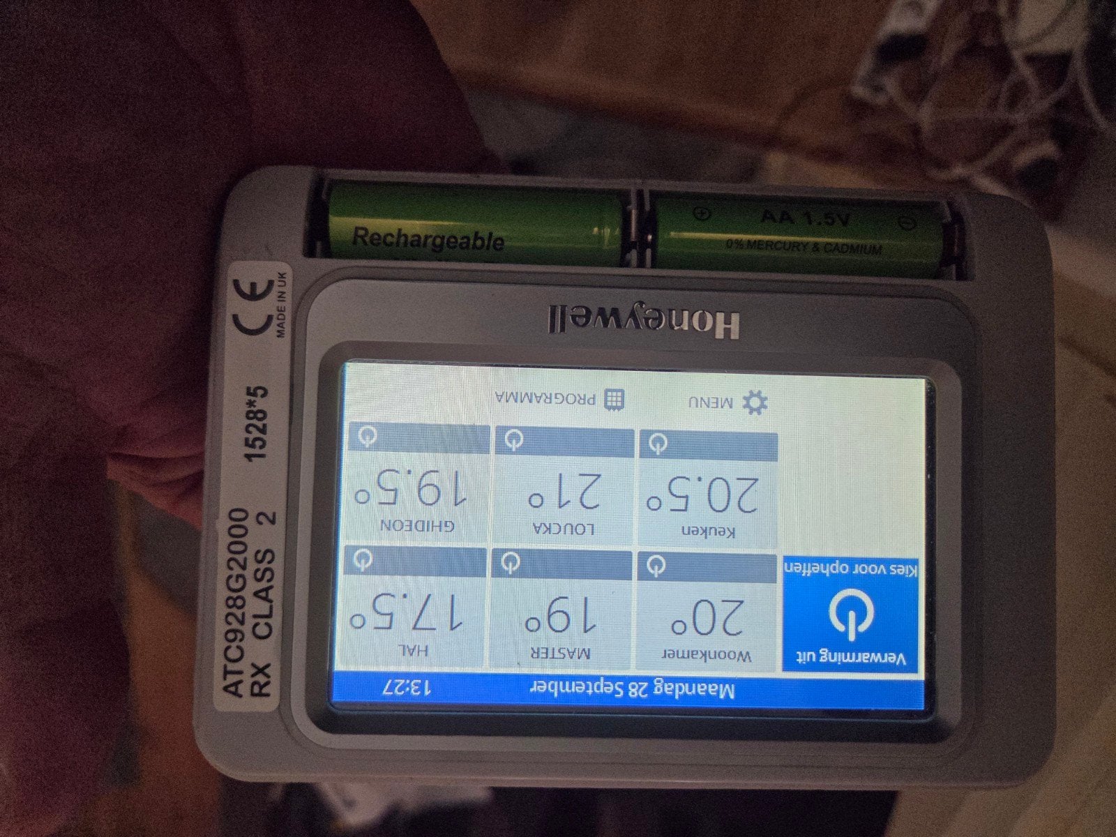 Honeywell evohome ATX928G2000 slimme thermostaat met stand, Ophalen of Verzenden, Slimme thermostaat, Gebruikt
