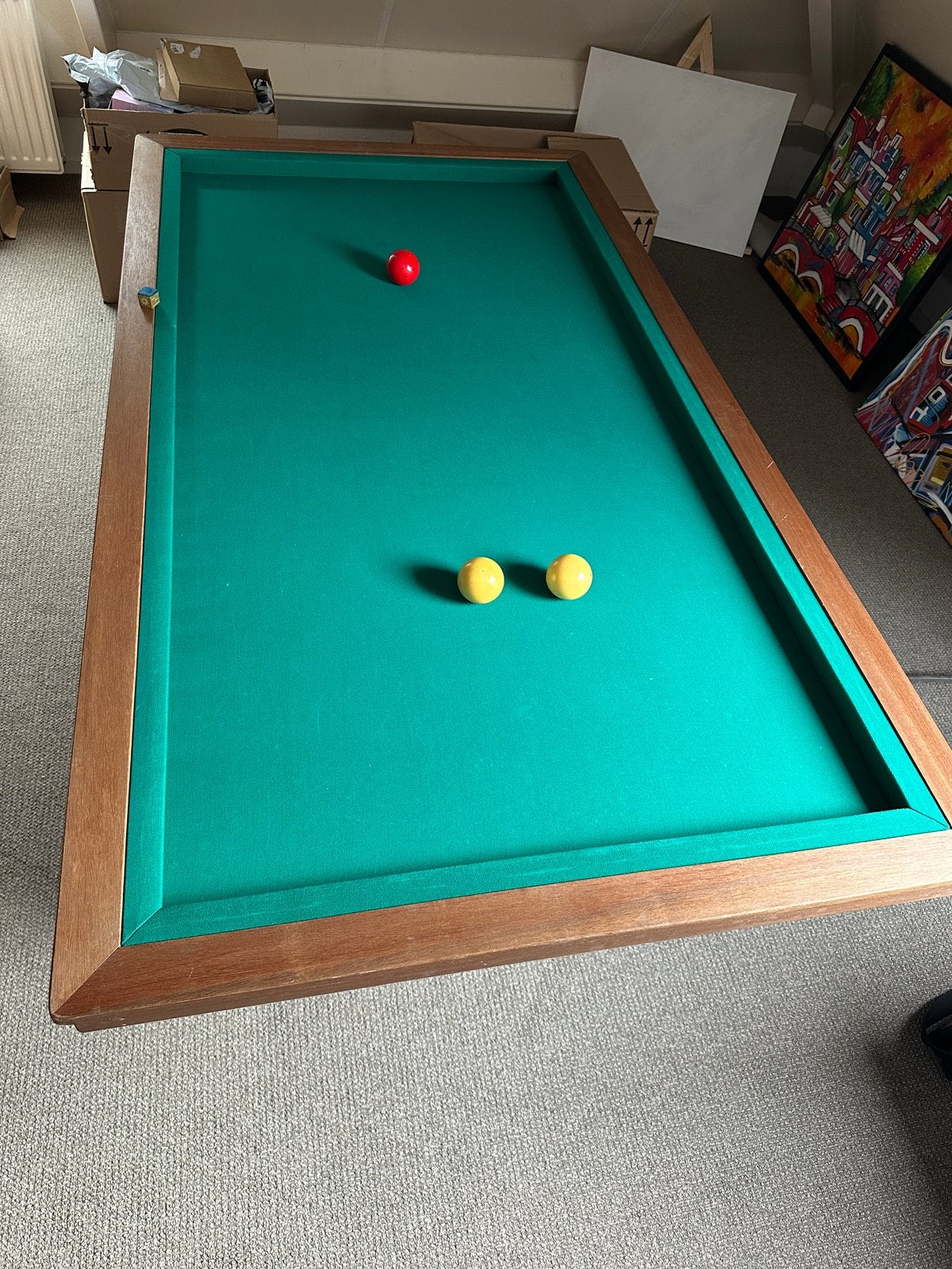 Biljarttafel, 3 sets ballen en 5x keu’s, Ophalen of Verzenden, Gebruikt, Biljarttafel