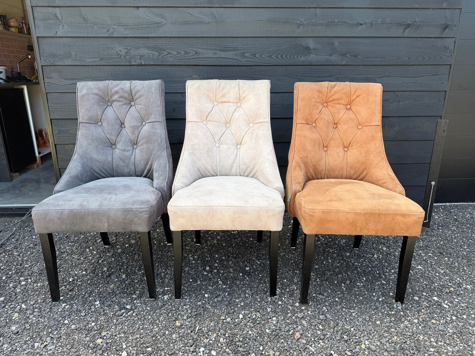 Set van 3 gestoffeerde eetkamerstoelen SoTrue, Huis en Inrichting, Ophalen, Gebruikt, Overige kleuren, Drie