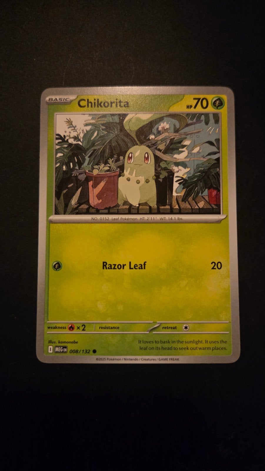 Chikorita 008/132 Pokemon kaart / mega evolution, Verzenden, Zo goed als nieuw, Losse kaart