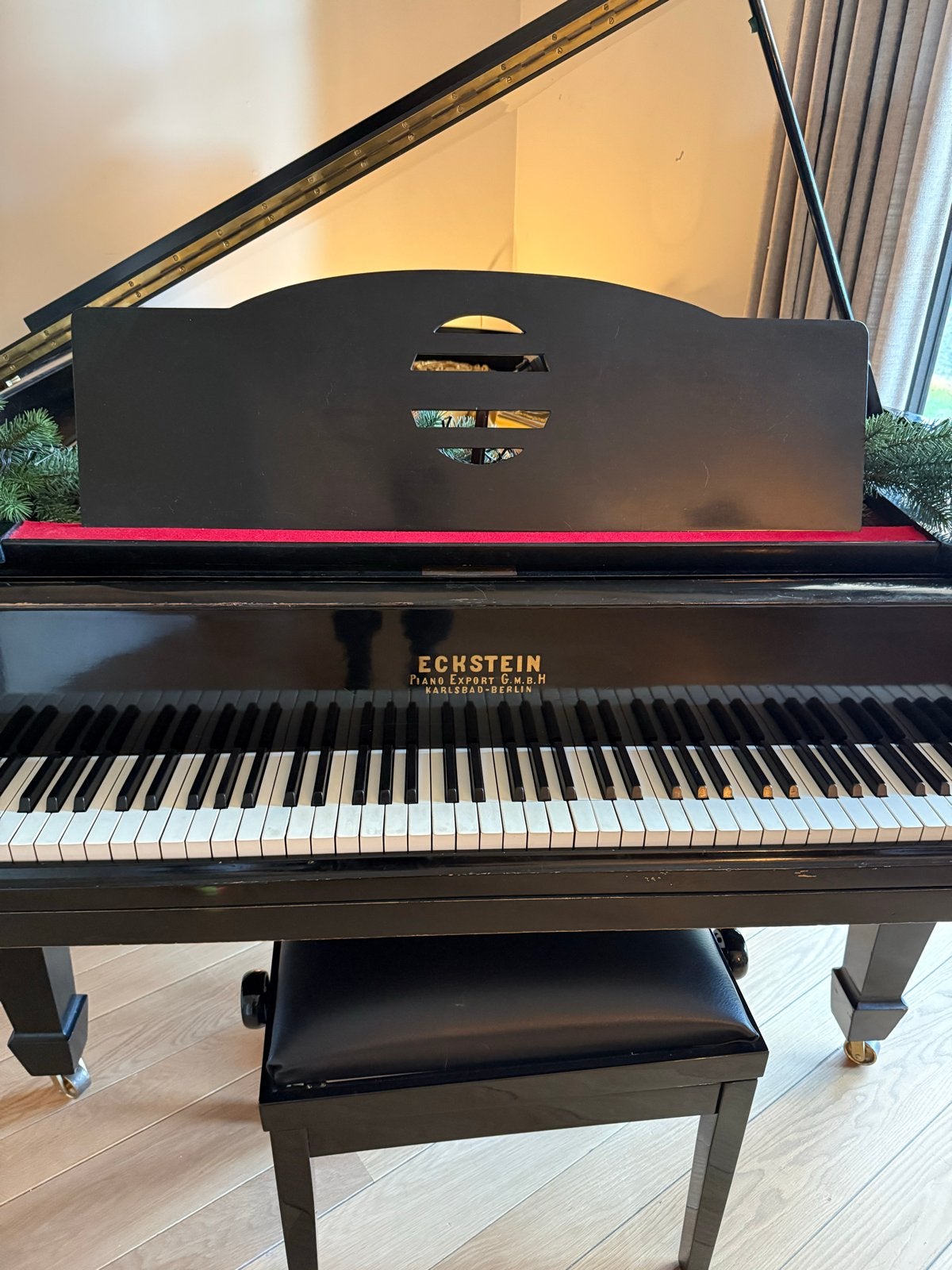 Eckstein Vleugel, Muziek en Instrumenten, Piano's, Zo goed als nieuw, Vleugel, Zwart, Hoogglans, Ophalen