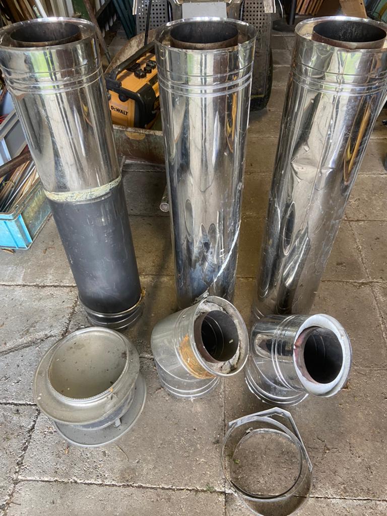 Dubbelwandige RVS kachelpijp 150 mm inwendig, 3 meter, Ophalen, Overige typen, Zo goed als nieuw, Rvs