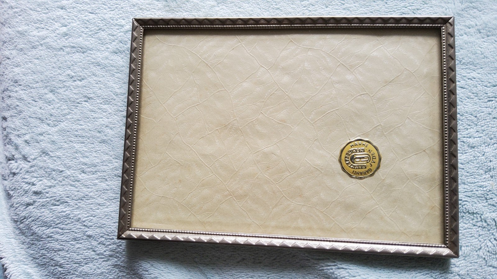 oude retro zilver kleur fotolijstje gemerkt Jyden mat glas., Ophalen of Verzenden