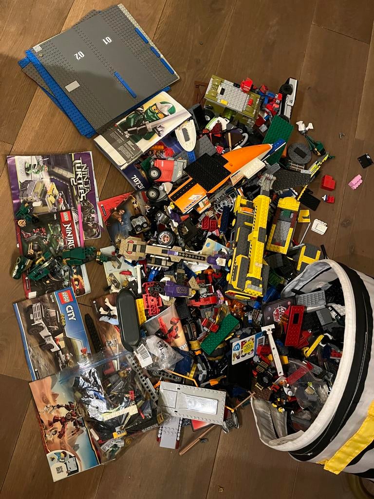 Grote partij Lego met grondplaten en instructieboekjes, Gebruikt, Overige thema's, Lego, Ophalen of Verzenden