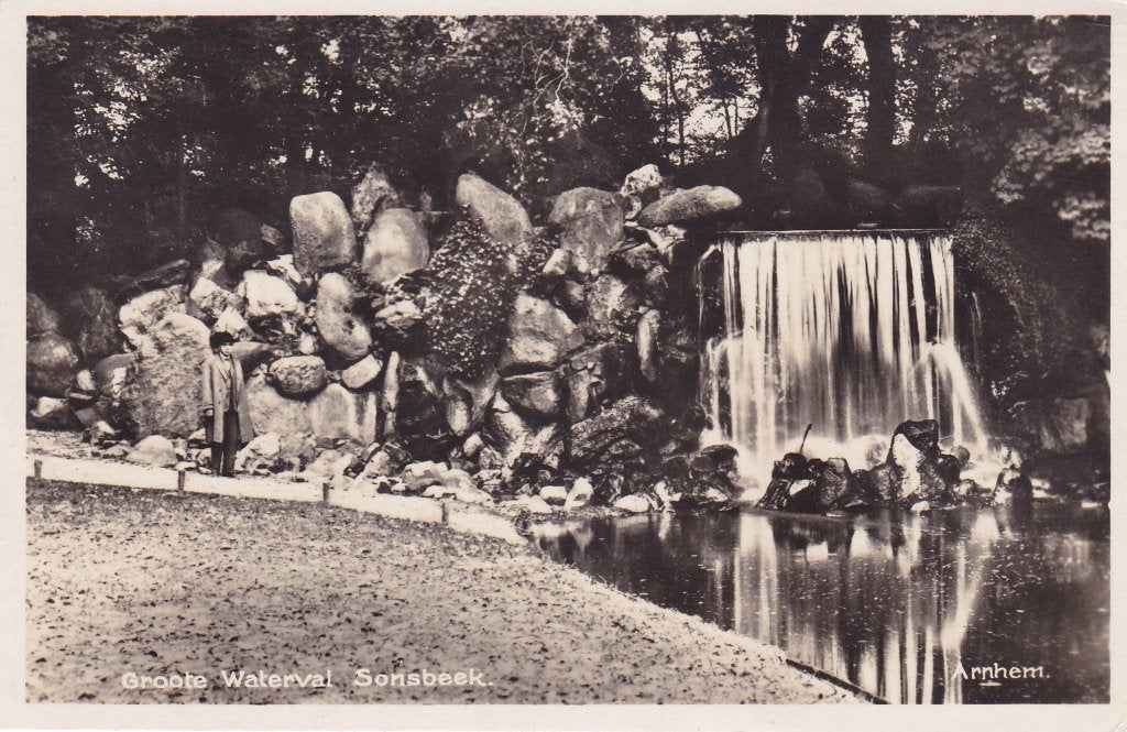Arnhem. Ansichtkaart Grote Waterval, Sonsbeek, (1929), Ophalen of Verzenden, 1920 tot 1940, Ongelopen, Gelderland
