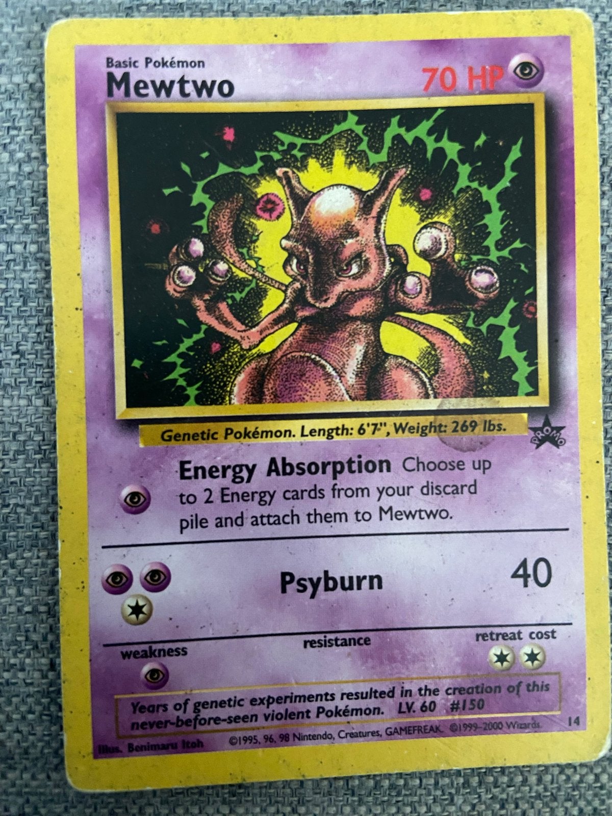 Mewtwo Pokémon Kaart - Promo #14 (Wizards of the Coast), Ophalen, Gebruikt, Losse kaart