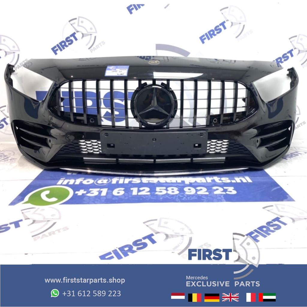 W177 AMG LINE VOORBUMPER A KLASSE 2020 A35 ZWART COMPLEET ME, Gebruikt, -, Voor, Ophalen of Verzenden