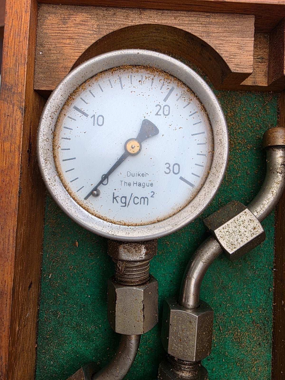 Antieke Duiker Manometer Set in Houten Kist, Ophalen