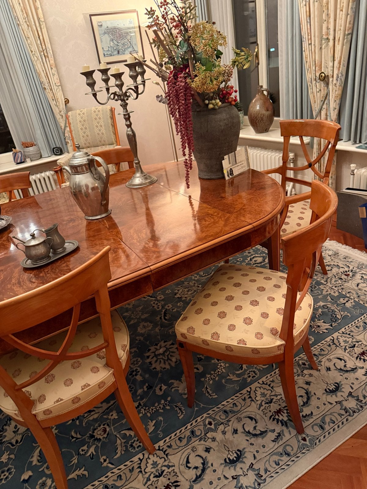 Provasi Italiaanse Wortelnoten Eettafel met 6 Stoelen