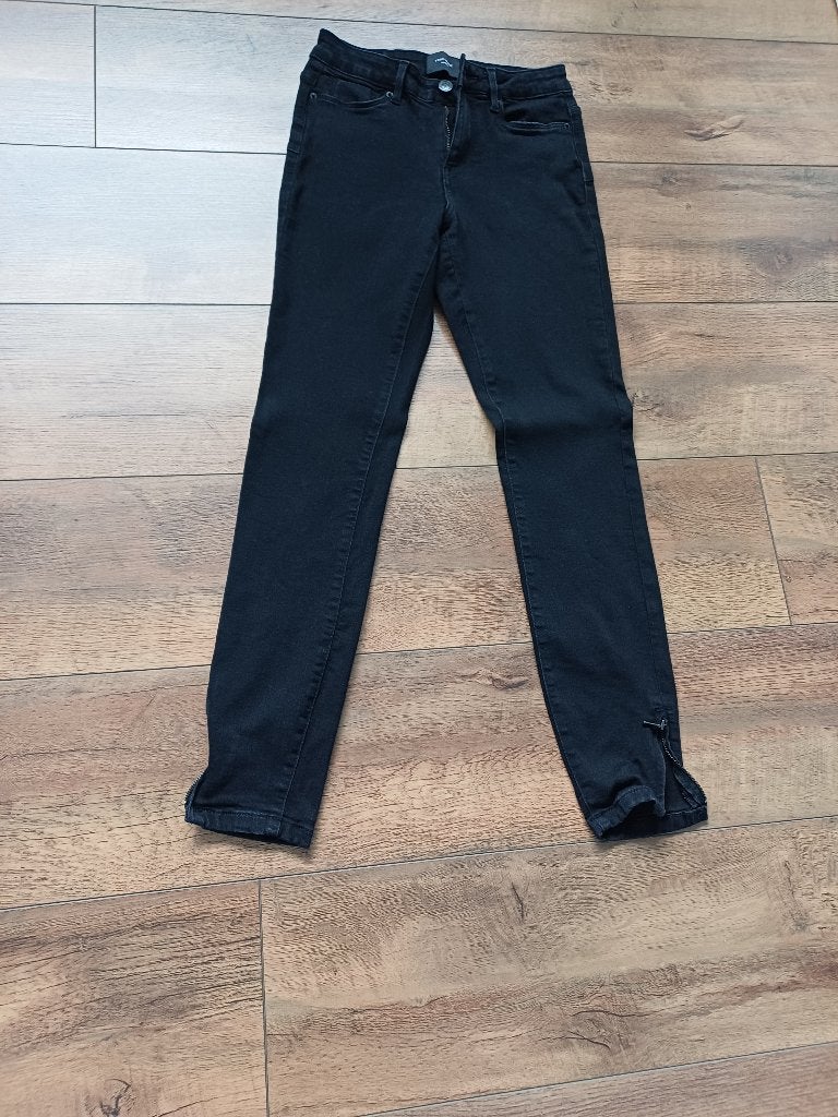 leuke zwarte merk stretch broek met rits aan de pijpen 34, Zwart, Nieuw, Ophalen of Verzenden, Maat 34 (XS) of kleiner
