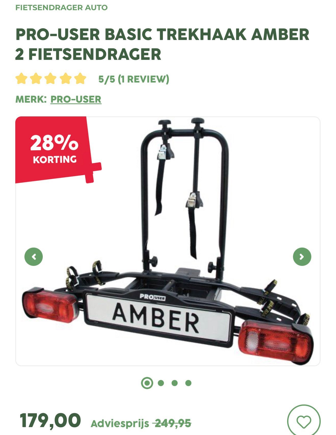 Nieuwe fietsendrager 	 Pro-User Basic Trekhaak Amber 2, Ophalen, 2 fietsen, Nieuw, Trekhaakdrager