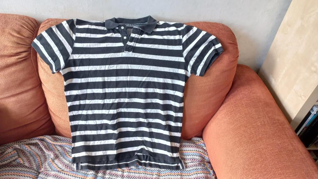 Zwart-wit gestreepte polo. XL, Overige kleuren, Maat 56/58 (XL), Ophalen of Verzenden, Zo goed als nieuw