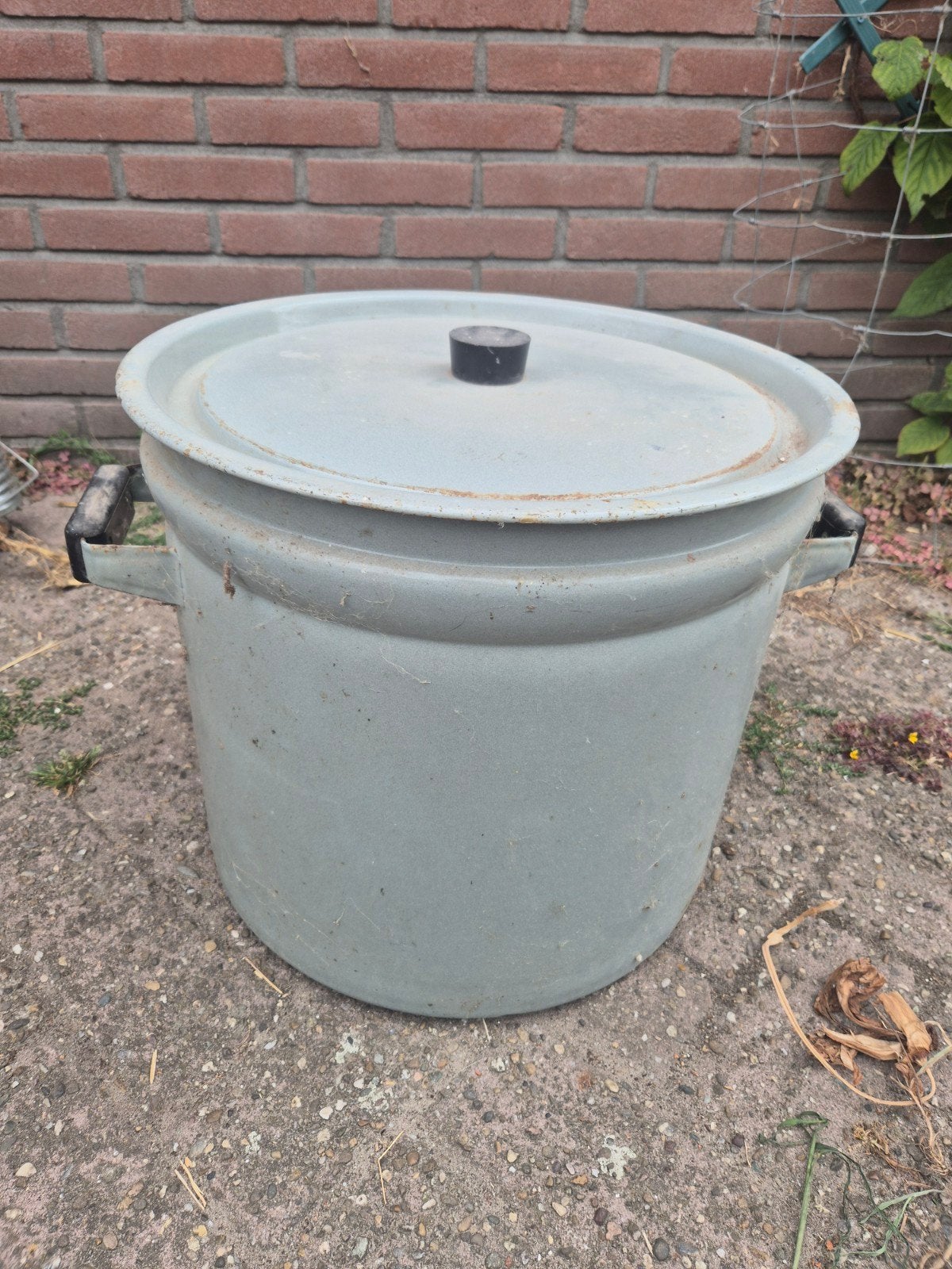Grote emaille pan met deksel - Vintage kookpot, Ophalen