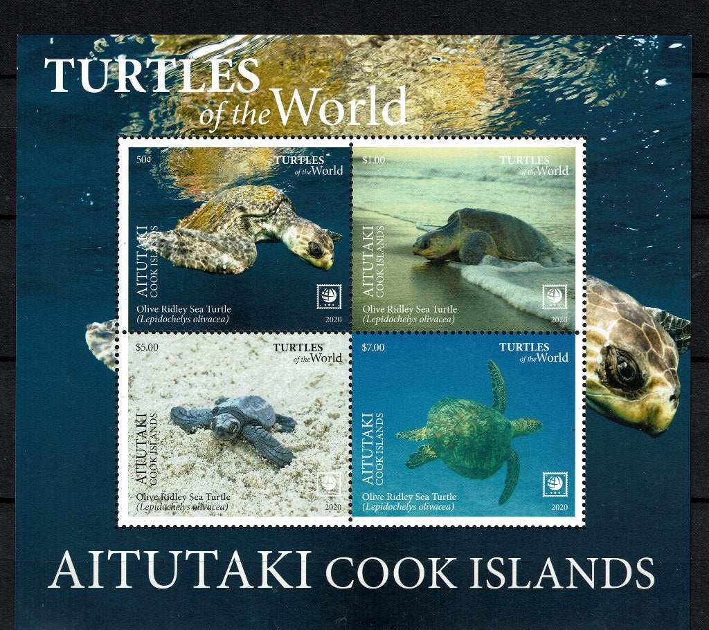 AITUTAKI 2020 PF BLOK SCHILDPADDEN REPTIELEN TURTLES, Ophalen of Verzenden, Postfris, Dier of Natuur