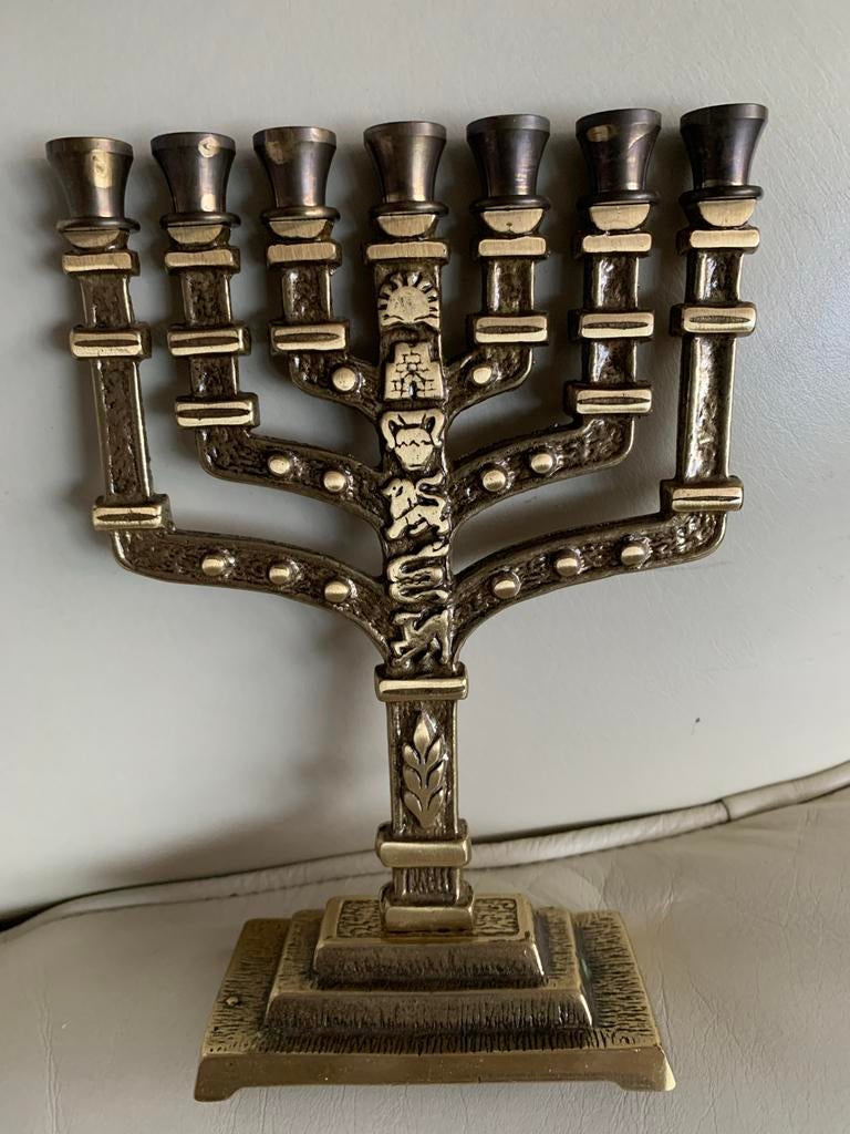 Vintage Menora - Koper/Brons - Iben Holon Israël, Ophalen of Verzenden, Koper of Brons