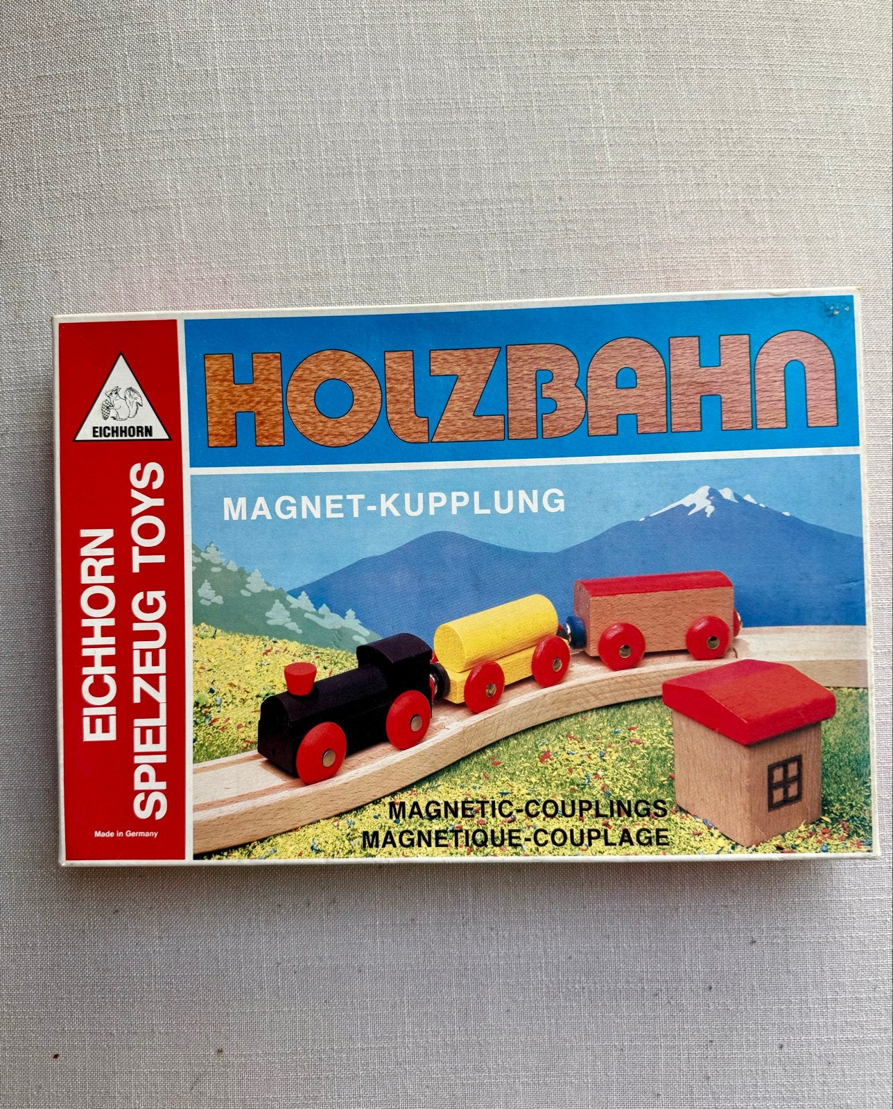 Vintage Eichhorn Holzbahn Treinbaan met Magneetkoppeling, Ophalen of Verzenden, Gebruikt, Overige typen