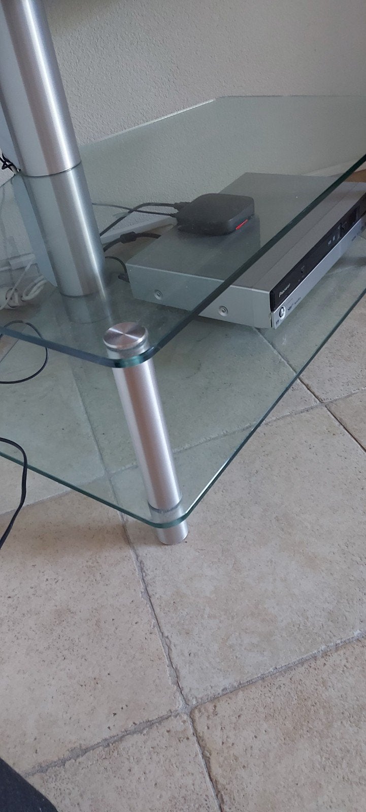 Strak Glazen TV Meubel - Modern Design, Ophalen, Gebruikt, 100 tot 150 cm, Modern, Strak
